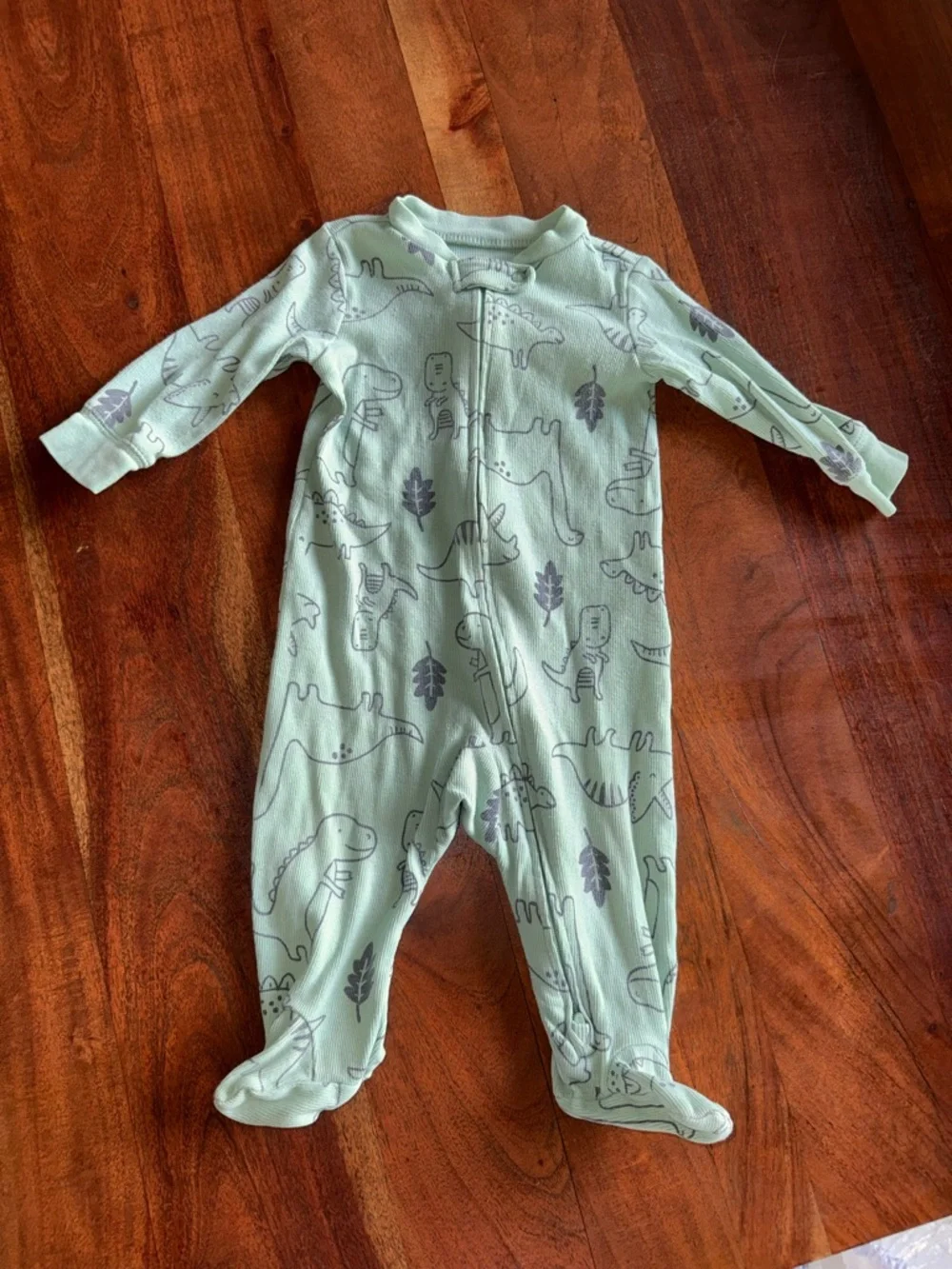 Carter's Mint Green Dinosaur‎ Footed One-Piece Pajamas